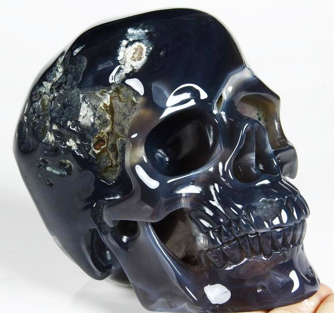 Amethyst Geode Agate Carved Crystal Skull 3